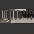 Classical Architectural Structure With Columns Steps Tiled Roof Decorative Railing And Vases