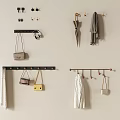Stylish Wall Hooks With Handbags Scarves Umbrella and Accessories on Wall