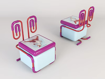 Childrens Medical Devices With White Box Purple Red Frames Metal Handles And Cartoon Design 3d model
