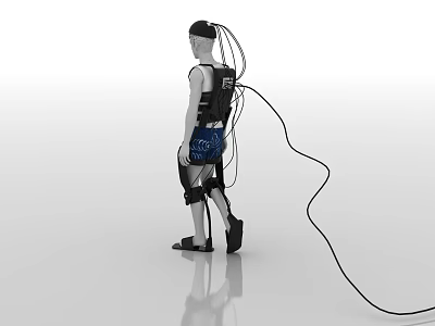 Smart Machine Wearable Exoskeleton Device For Human Mobility Assistance With Connected Cables 3d model