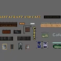 Signs For Restaurant And Cafe Design Collection With Various Names And Styles