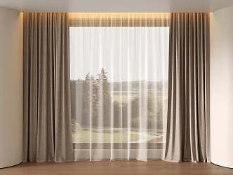 Modern Curtain Fabric Curtain Universal Curtain Gauze Curtain 3d model