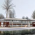 Modern Post Station Public Building Visitor Center Building Exhibition Hall Small Public Building Cafe Building Post Station Building 3d model