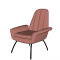 Pink Upholstered Accent Chair with Channel Tufted Back and Black Metal Legs Modern Design
