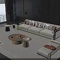 Modern Living Room Sofa Coffee Table Set With Cushions City View Floor Lamp And Rug