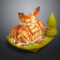 Modern Cartoon Architecture Ancient Tavern Ancient Tavern Ancient Restaurant 3d model