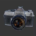 Vintage Minolta Electronic Camera With Classic Lens And Retro Metal Body