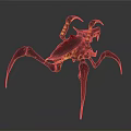 Fantasy Spider Like Creature With Red Black Body And Yellow Striped Legs