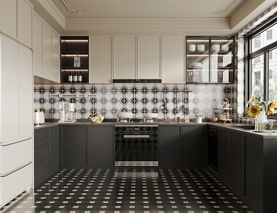 French Middle Style Kitchen 3d model