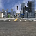 Urban Road Facilities with Traffic Signs Lane Markings Barriers and Street Lamps Along City Road