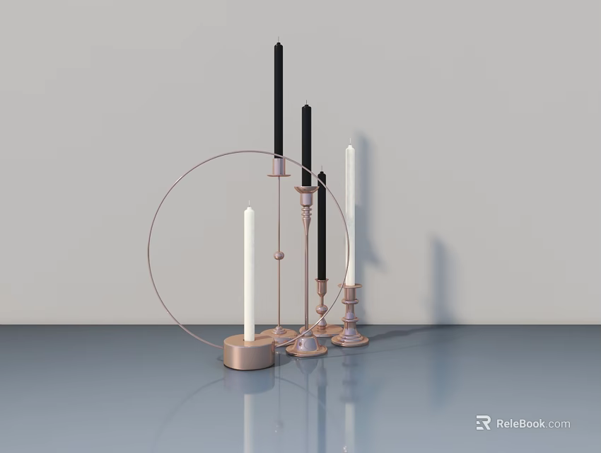 Stylish Floor Lamp With Circular Metal Structure Copper Base And Modern Design 3d model