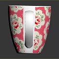 Pink Ceramic Cup With Floral Pattern White Rim And Handle For Daily Use