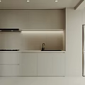 Modern White Kitchen Interior With Cabinets Stove Sink And Minimalist Design