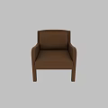Modern Light Brown Leather Single Sofa With Armrests And Straight Legs 3d model