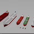 Various Types of Water Transportation Vessels in Red White and Green Colors Arranged Together