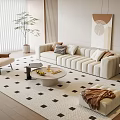 Modern Sofa Coffee Table Combination Leisure Chair Green Planting Edge Table Floor Lamp Painting Sofa Stool 3d model