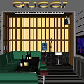 Modern KTV Lounge Interior With Green Sofas Black White Striped Flooring And Golden Decor