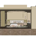 Kids Room With Beige Walls Rounded Ceiling Upholstered Headboard Stuffed Toys And Rug