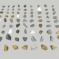Natural Stone and Wood Material Collection with Diverse Shapes and Textures