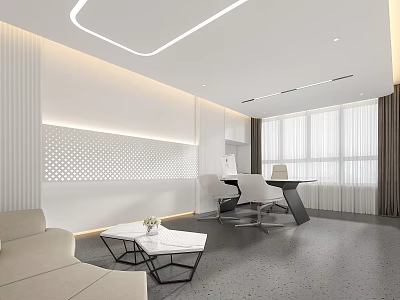 Modern Hospital Outpatient Clinic Interior With Reception Sofa Desk And Window Lighting 3d model