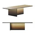 Sleek Modern Dining Table With Long Rectangular Top And Metallic Gold Legs 3d model