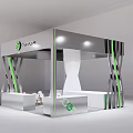 Modern Genvoya Exhibition Booth With Gray Green Design And White Tables Chairs