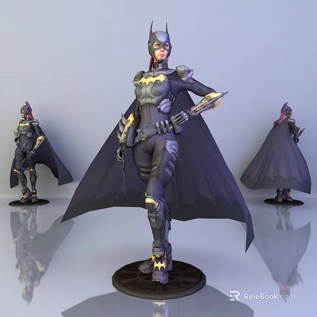 Batgirl Game Character 3D Model With Cape And Bat Symbol Multiple Angles 3d model