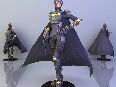 Batgirl Game Character 3D Model With Cape And Bat Symbol Multiple Angles 3d model