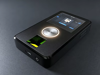 Modern Public Facility Access Control Device With Fingerprint Scanner And Screen 3d model
