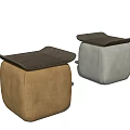Modern Brown And Light Gray Square Stools With Wooden Seats