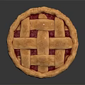 Fresh Berry Pie With Lattice Crust And Purple Filling In Metal Pan