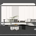 Modern Living Room Interior Design With White Walls Sofa Coffee Table Plants And Staircase