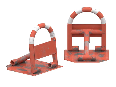 Red And White Rusted Metal Traffic Sign With Outdoor Road Safety Control Features 3d model
