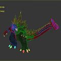 Fierce Monster Creature With Gray Skin Green Spikes Long Tail And Open Mouth