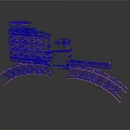 Architectural Construction Model With Metal Truss Frame And Arched Support Structure