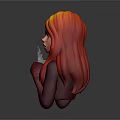 Stylized Cartoon Character With Orange Hair Purple Clothing Holding Green Cup With Steam