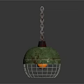 Vintage Green Chandelier With Metal Mesh Shade Chain Suspension And Decorative Design