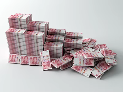 Decorative Ornament Combination With Stacked And Scattered Simulated Cash Elements Design 3d model