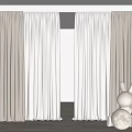 Double Layer Curtains With Dark Beige Thick And White Sheer By Wooden Floor Rabbit Doll