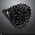 Gray Automotive Alternator With Central Shaft And Red Coils Metal Structure