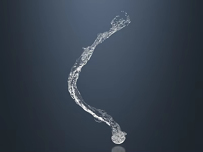 Transparent Curved Water Flow Shape On Dark Background Abstract Design 3d model