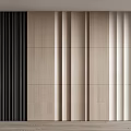 Modern Interior Wall Panels With Light Wood And Dark Black Vertical Stripes Design Decor