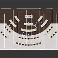 Lecture Room Interior Design With Curved Seating Arrangement Podium And Projection Screen