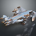 Futuristic Metallic Spacecraft With Multiple Thrusters And Geometric Design For Space Exploration