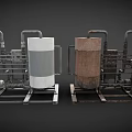 Industrial Storage Equipment System With Tanks Pipes Control Panels And Pumps
