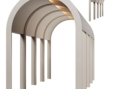 Modern Arched Architectural Structures With Light Colored Frames And Decorative Accents Design 3d model