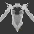 Women's Ornate Metallic Armor With Spiked Shoulders Red Gemstone Details And Armor Plated Arms