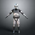 Detailed Clone Trooper 3D Model With White Gray Armor Standing Pose