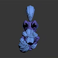 Purple Pony Game Character With Blue Mane Tail Crown And Moon Star Necklace