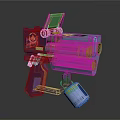 Futuristic Sci Fi Weapon With Purple Blue Body Green Screen And Red Circular Parts